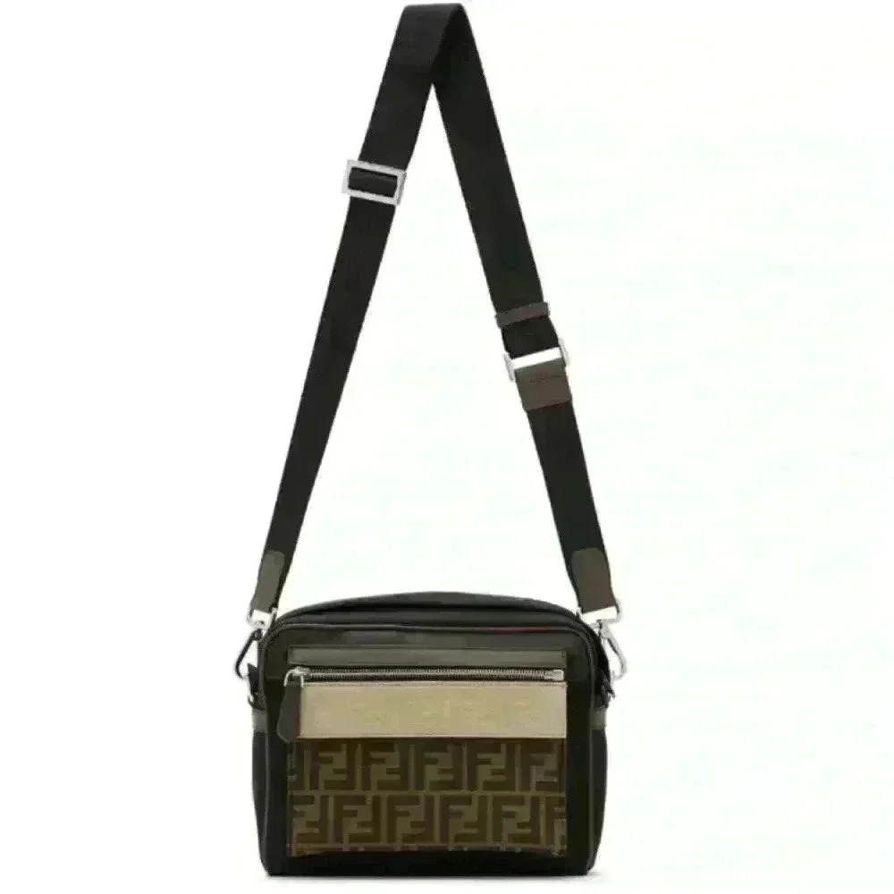 Authentic Fendi Black Forever Fendi East/West Messenger Bag w/COA